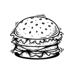 Hamburger Hand drawn illustration of hamburger vector icon for web design