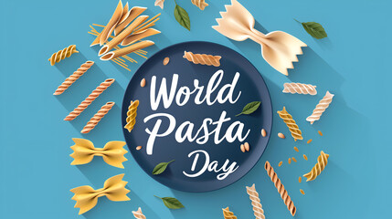 Variations of pasta and "World Pasta Day" text