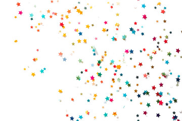 Vibrant stars confetti with transparent background, festive and celebratory PNG design for party invitations and event decorations