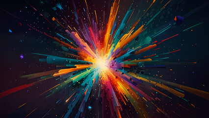 Naklejka premium abstract explosion scene where colors burst forth like fireworks, blending seamlessly into each other to create a chaotic yet harmonious visual effect