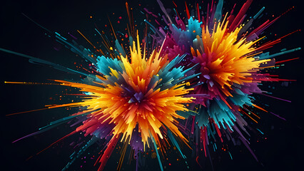 Fototapeta premium abstract explosion scene where colors burst forth like fireworks, blending seamlessly into each other to create a chaotic yet harmonious visual effect