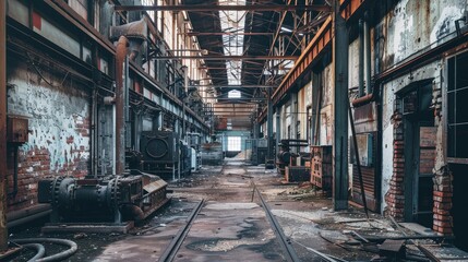 Fototapeta premium Abandoned Industrial Factory Interior