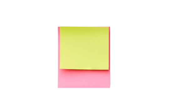 Top view of sticky note in PNG format with transparent background, ideal for office, reminder, and organizational designs
