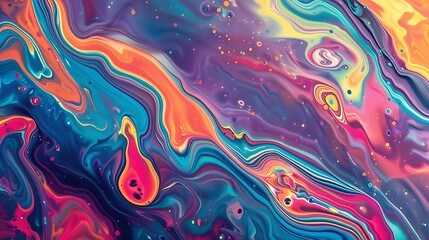 Abstract, colorful background with swirling blue and pink waves in a seamless pattern