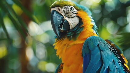 Fototapeta premium close up of macaw parrot gold and blue macaw