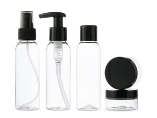 Clear Plastic Bottles With Black Caps for Travel and Personal Use