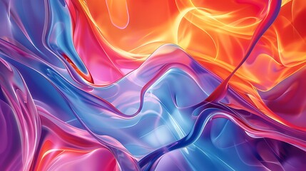 Obraz premium Vibrant Fluid Fusion: Abstract Liquid Forms Harmoniously Blend in Artistic Background