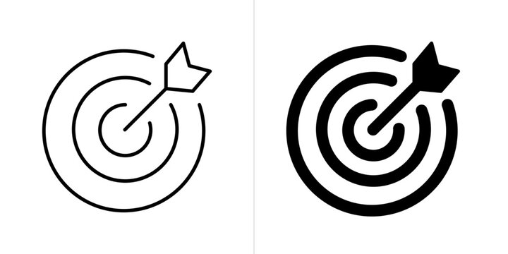 Target stroke and solid web icon set. Vector illustration