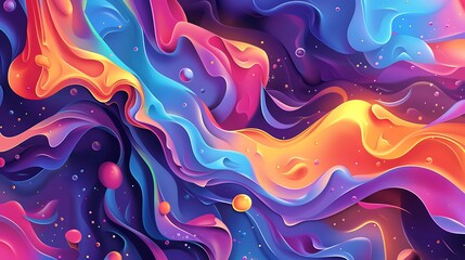 Vibrant Fluid Shapes: Bold Color Palette and Intricate Gradients