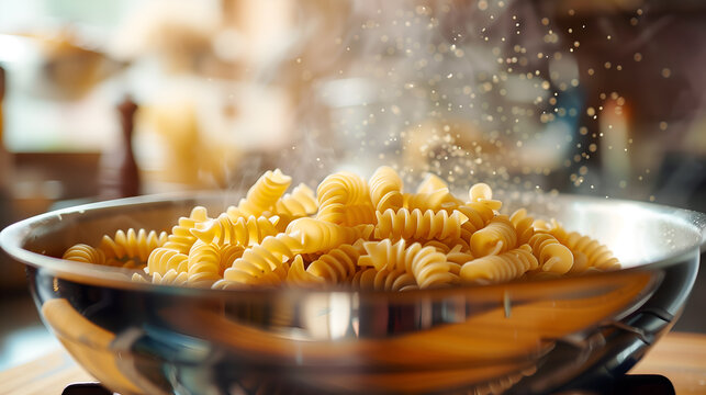 macaroni pasta in a bowl. World Pasta Day background
