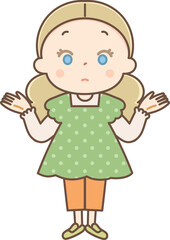 お手上げの白人の女の子