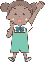 元気なポーズの黒人の女の子