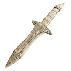 3D Render, Low Poly style of an ancient bone dagger with carved handle, on isolated white background, Generative AI