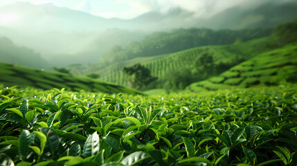 beautifully arranged mountain tea gardens