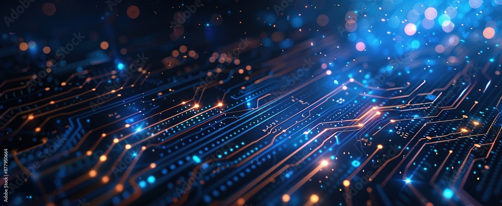 Poster abstract circuit board with glowing lines