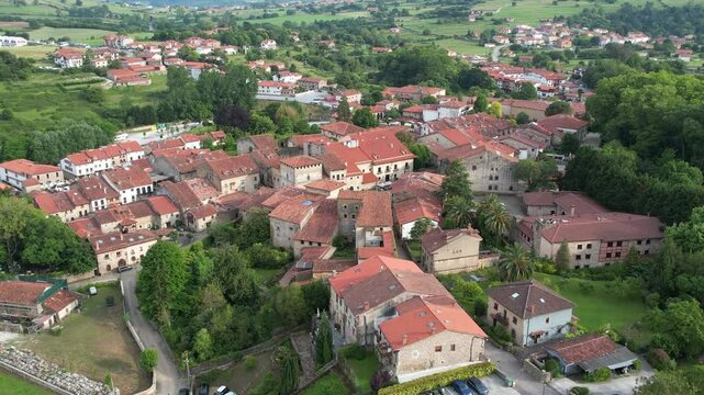 4K drone footage of Santillana del Mar village in Cantabria region, Spain. High quality 4k footage.