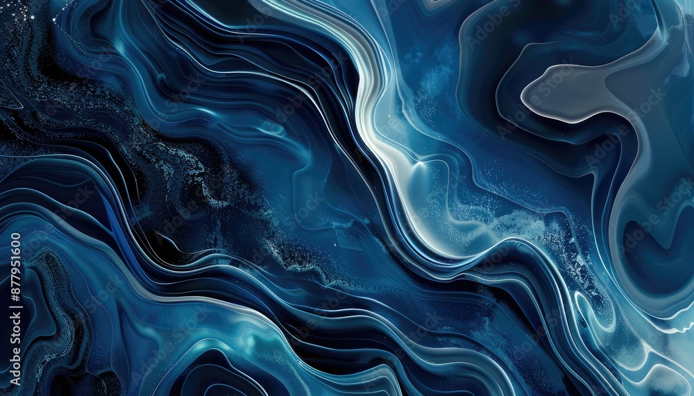 Aufkleber create captivating backgrounds with artistic abstract blue wavy shapes and fluid forms for a modern 