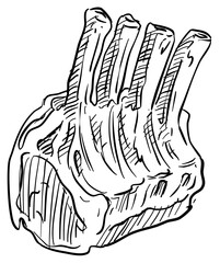 tomahawk meat handdrawn illustration