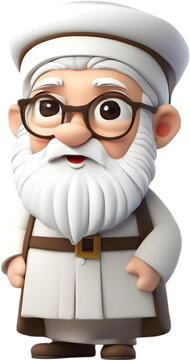 recommend clip art: Adorable cartoon Abraham, the patriarch of Judaism, smiles warmly. 