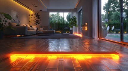 Fototapeta premium Modern Living Room with Warm Lighting