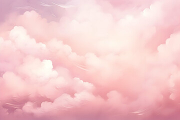 Naklejka premium Pink Sky Illustration with White Clouds