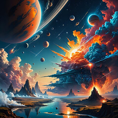 Obraz premium Abstraktion Träume von einer benachbarten Galaxie 1х1. Hintergrund für das Design 4.
