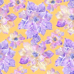 Bright Yellow Background with Light Pink Flowers