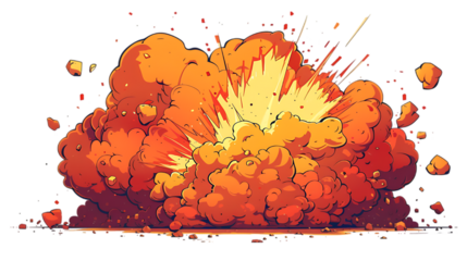 vector explosion on transparent background cartoon style
