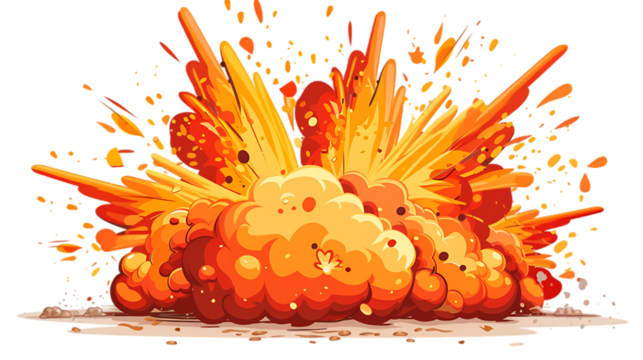 vector explosion on transparent background cartoon style