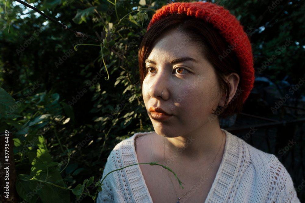 Canvas Prints Beautiful woman in a red hat