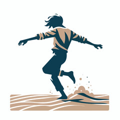 Obraz premium Vector of a teenager dancing seriously