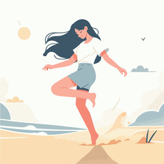 Vector of a teenager dancing seriously
