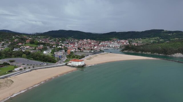 Beach Gorliz&nbsp;northern Spain ascending
drone,aerial