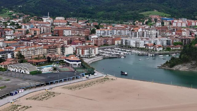 Panning drone aerial Gorliz&nbsp;northern Spain