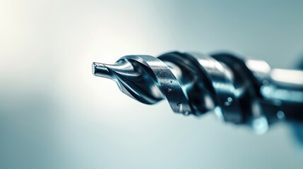 Blurred drill bit on white background with space for text