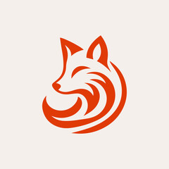 Obraz premium A creative and elegant fox icon in vector illustration, capturing charm and sophistication. Perfect for brands in fashion, tech, or wildlife conservation seeking a distinctive and memorable logo.
