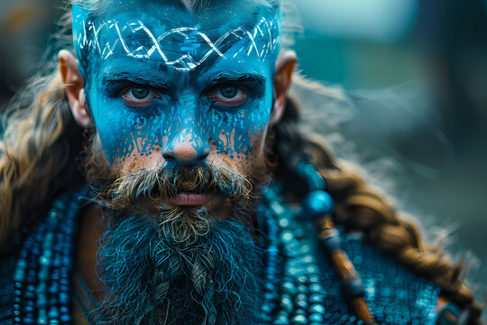 Superbe portrait de viking maquill&eacute; 