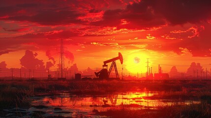 Oil Pump at Sunset