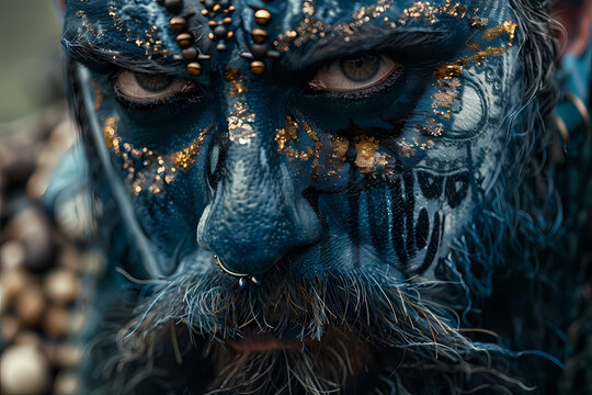 Superbe portrait de viking maquill&eacute; 