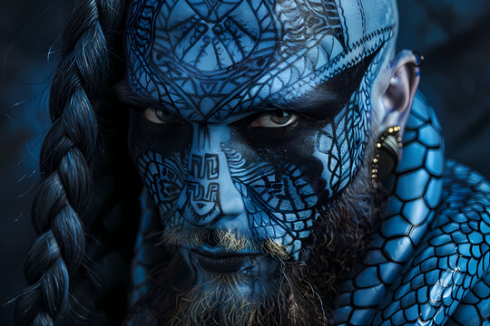 Superbe portrait de viking maquill&eacute; 