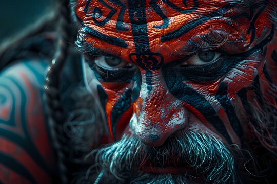 Superbe portrait de viking maquill&eacute; 