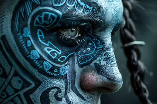 Superbe portrait de viking maquill&eacute; 
