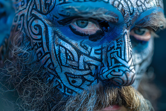 Superbe portrait de viking maquill&eacute; 