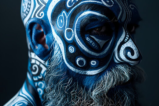 Superbe portrait de viking maquill&eacute; 
