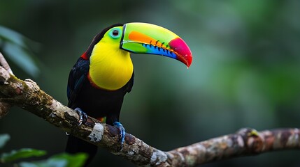 Keel billed toucan ramphastos sulfuratus beautiful multicolored bird