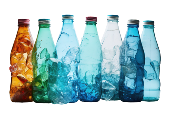 A Row of Colorful Bottles Filled With Stones Against a White Background on a White or Clear Surface PNG Transparent Background