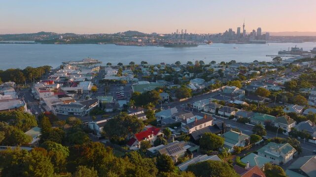 The suburb of Devonport looking towards downtown, Auckland, New Zealand.