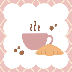 Vector illustration of coffee and croissant.
