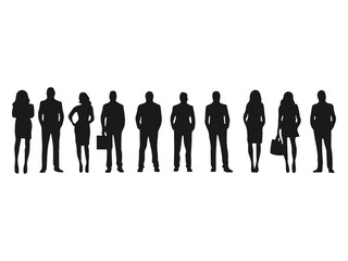 Set of businessman and woman silhouettes.