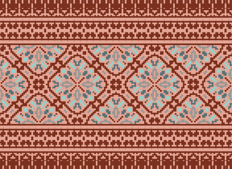 Pixel Tribal seamless patterns. Seamless African modern art patterns. Vector Ikat ethnic seamless pattern design. Aztec fabric carpet mandala.